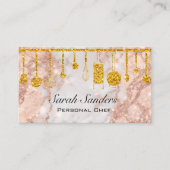 Catering Personal Chef Kitchen Gold Pink  Visitekaartje (Voorkant)