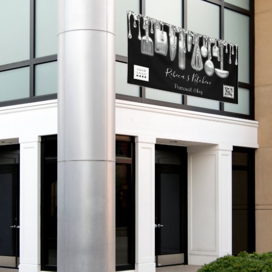 Catering Personal Chef Kitchen Gold Qr Logo Silver Spandoek (Buitenkant Gebouw)