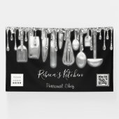 Catering Personal Chef Kitchen Gold Qr Logo Silver Spandoek (Horizontaal)
