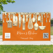 Catering Personal Chef Kitchen Gold Qr Logo Sinaas Spandoek (Buitenkant)