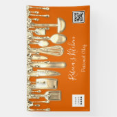 Catering Personal Chef Kitchen Gold Qr Logo Sinaas Spandoek (Verticaal)