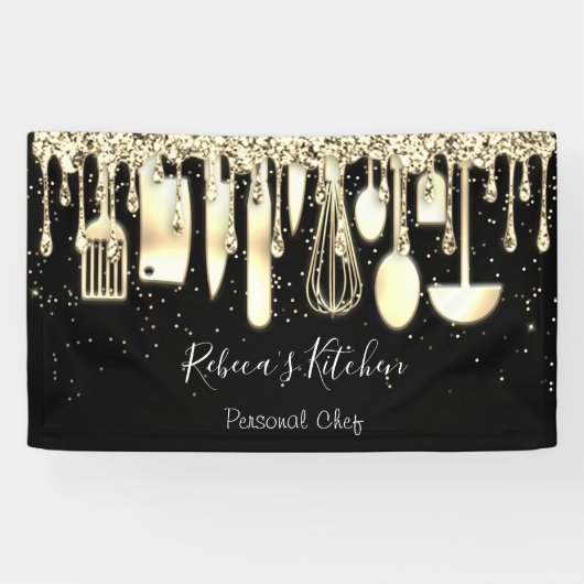 Catering Personal Chef Kitchen Gold Utiers Black Spandoek (Horizontaal)