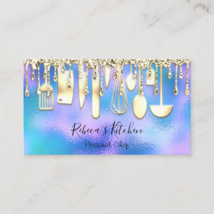 Catering Personal Chef Kitchen Knifes Golden Blue Visitekaartje