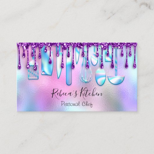 Catering Personal Chef Kitchen Knifes Paars Visitekaartje (Voorkant)
