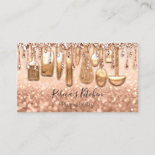 Catering Personal Chef Kitchen Roos Confetti Visitekaartje (Voorkant)