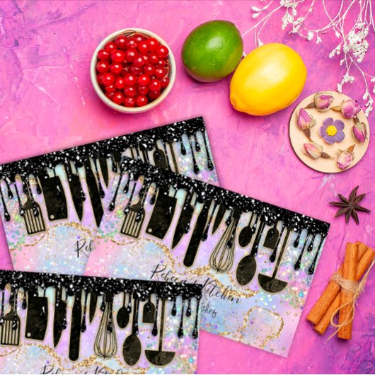 Catering Personal Chef Restaurant Black Drip Gold Visitekaartje