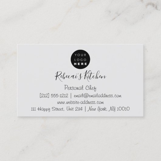 Catering Personal Chef Restaurant Black Drip Grey Visitekaartje (Achterkant)