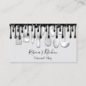 Catering Personal Chef Restaurant Black Drip Grey Visitekaartje (Voorkant)