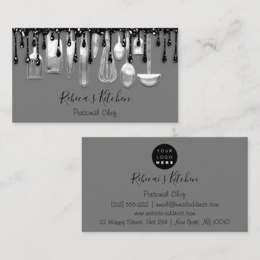 Catering Personal Chef Restaurant Drift Black Drip Visitekaartje (Voorkant / Achterkant)