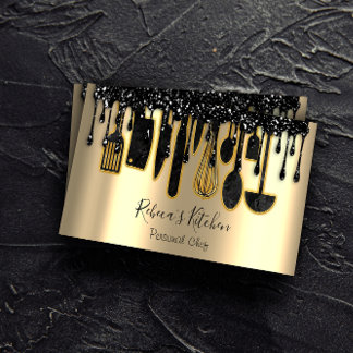 Catering Personal Chef Restaurant Drip Black Gold Visitekaartje