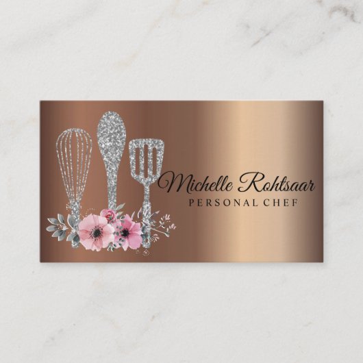 Catering Personal Chef Restaurant Drip Bronze Visitekaartje (Voorkant)