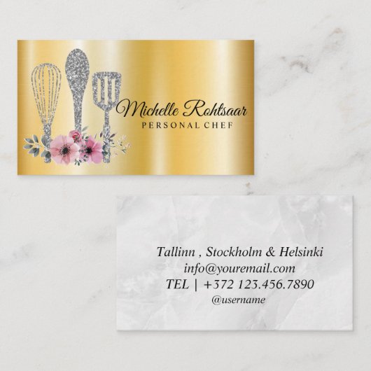 Catering Personal Chef Restaurant Drip Red Gold B Visitekaartje (Voorkant / Achterkant)