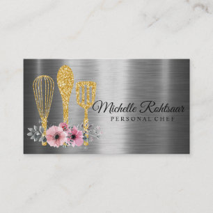 Catering Personal Chef Restaurant Drip Red Gold Visitekaartje