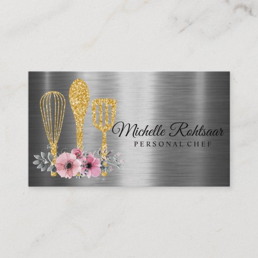 Catering Personal Chef Restaurant Drip Red Gold Visitekaartje (Voorkant)