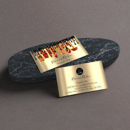 Catering Personal Chef Restaurant Drip Red Gold Visitekaartje