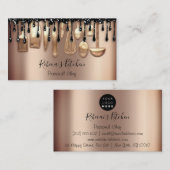 Catering Personal Chef Restaurant Drip RoseGlitter Visitekaartje (Voorkant / Achterkant)