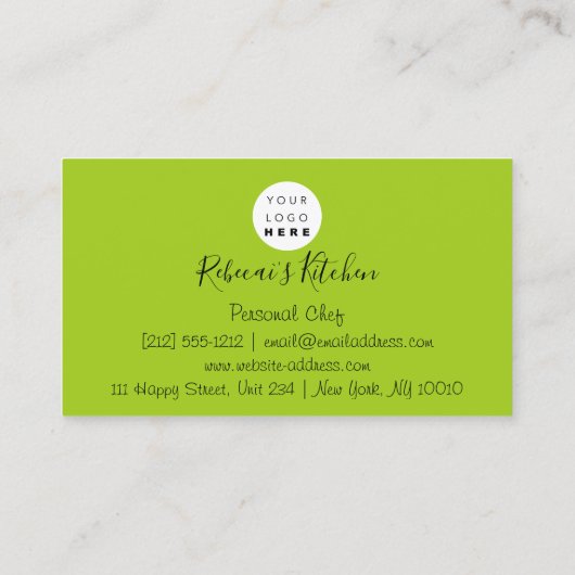 Catering Personal Chef Restaurant Green Lemon Visitekaartje (Achterkant)