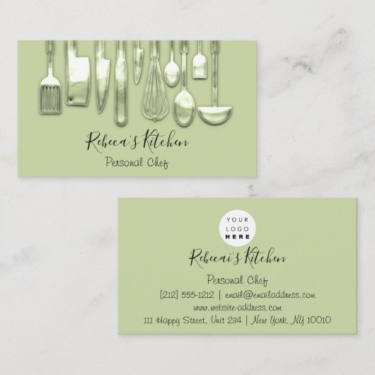 Catering Personal Chef Restaurant Green Mint Visitekaartje (Voorkant / Achterkant)