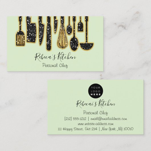 Catering Personal Chef Restaurant Kitchen Green Visitekaartje (Voorkant / Achterkant)