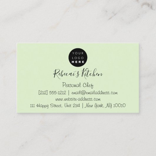 Catering Personal Chef Restaurant Kitchen Green Visitekaartje (Achterkant)