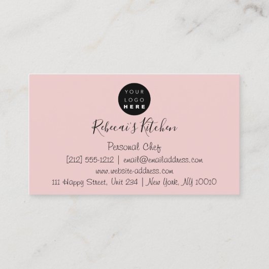 Catering Personal Chef Restaurant Kitchen Pink Visitekaartje (Achterkant)