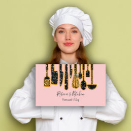 Catering Personal Chef Restaurant Kitchen Pink Visitekaartje