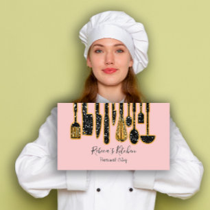 Catering Personal Chef Restaurant Kitchen Pink Visitekaartje