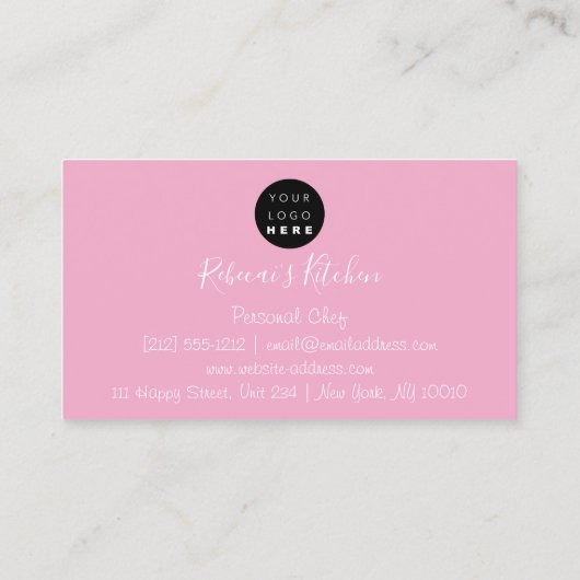 Catering Personal Chef Restaurant Kitchen Pink Visitekaartje (Achterkant)