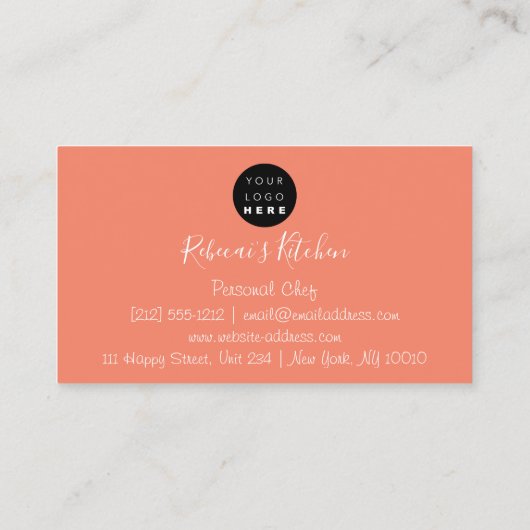 Catering Personal Chef Restaurant Kitchen Sinaasap Visitekaartje (Achterkant)