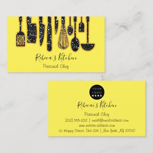 Catering Personal Chef Restaurant Kitchen Yellow Visitekaartje (Voorkant / Achterkant)