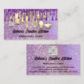 Catering Personal Chef Restaurant QR Code Paars Visitekaartje (Voorkant / Achterkant)