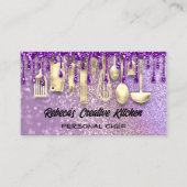 Catering Personal Chef Restaurant QR Code Paars Visitekaartje (Voorkant)