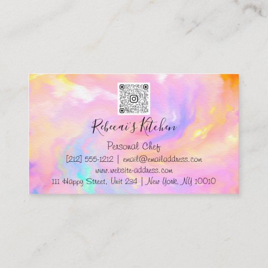 Catering Personal Chef Restaurant QR Code Roze Visitekaartje (Achterkant)