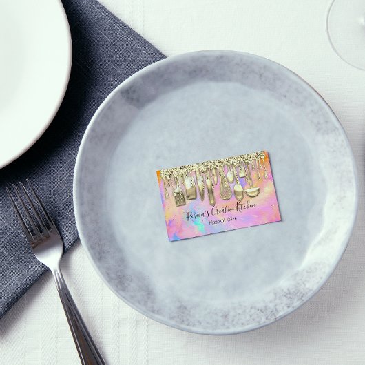 Catering Personal Chef Restaurant QR Code Roze Visitekaartje