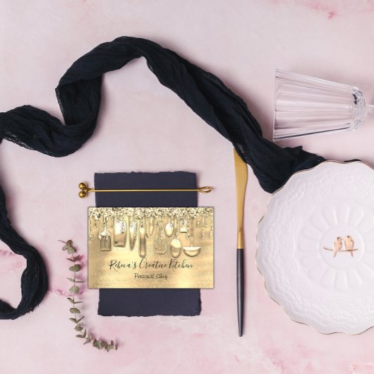 Catering Personal Chef Restaurant QR Logo Gold Visitekaartje