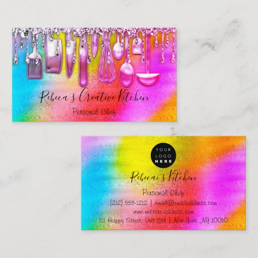 Catering Personal Chef Restaurant Roze gereedschap Visitekaartje (Voorkant / Achterkant)