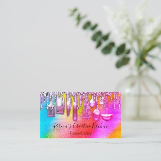 Catering Personal Chef Restaurant Roze gereedschap Visitekaartje (Staand voorkant)