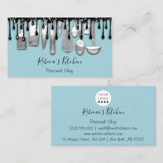 Catering Personal Chef Restaurants Drift Black Blu Visitekaartje (Voorkant / Achterkant)