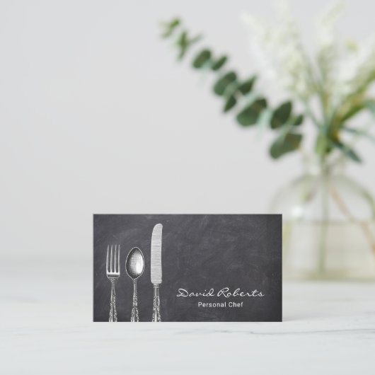 Catering Persoonlijk Chef Restaurant Chalkboard Visitekaartje (Staand voorkant)