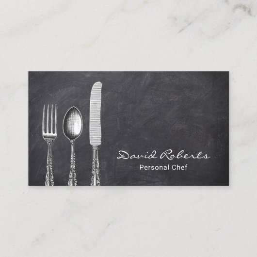 Catering Persoonlijk Chef Restaurant Chalkboard Visitekaartje (Voorkant)