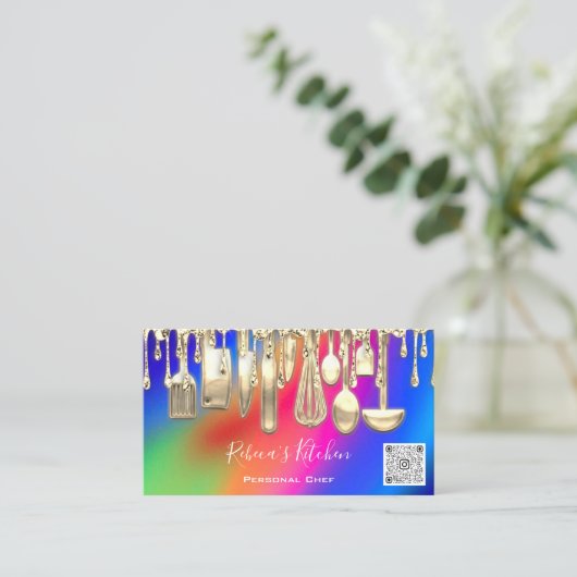 Catering Persoonlijk Chef Restaurant Drip QR Code Visitekaartje (Staand voorkant)