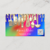 Catering Persoonlijk Chef Restaurant Drip QR Code Visitekaartje (Voorkant)