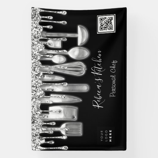 Catering Persoonlijke Chef Kitchen Gold Qr Code Lo Spandoek (Verticaal)