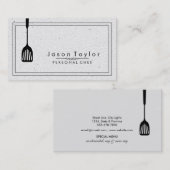 Catering Retro Stone Witte Chef Zwart garderobe Visitekaartje (Voorkant / Achterkant)