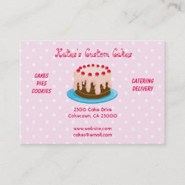 Catering roze en witte poka dot visitekaartje