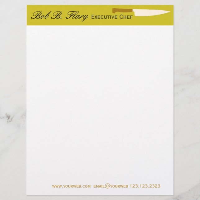 Catering Service Chef Knife Professional Briefhoofd Sjabloon (Voorkant)