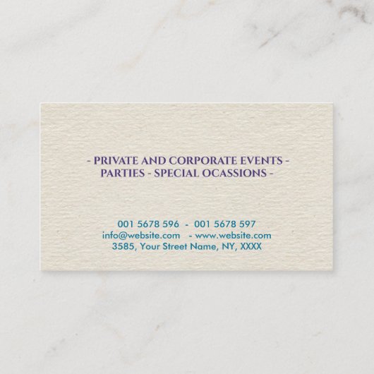 Catering-symbolen voor kleursplaatsters visitekaartje (Achterkant)