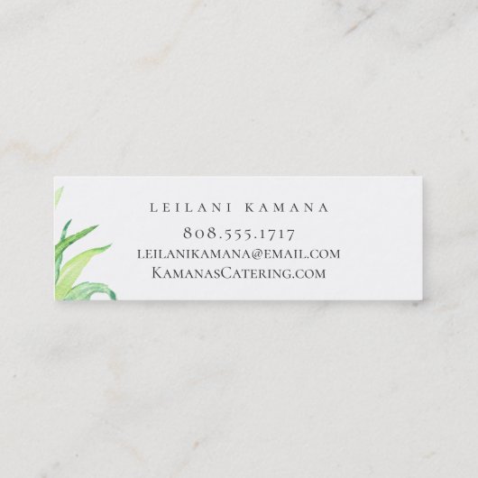 Catering van ananas, geverfd mini visitekaartje (Achterkant)