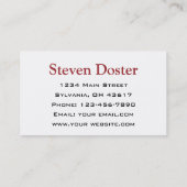 Catering Visitekaartje (Achterkant)