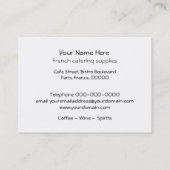 Catering  visitekaartje Frans café (Achterkant)
